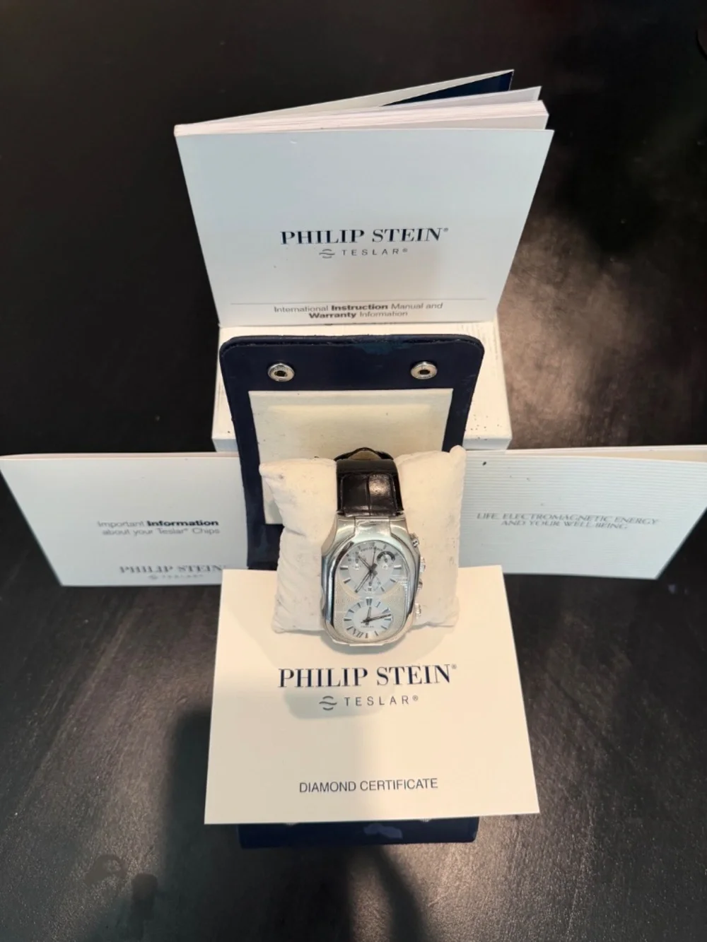 2 Philip Stein Chronograph dual dial watches